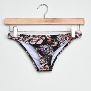 Jolene Black Floral Print Cheeky Bikini Bottoms